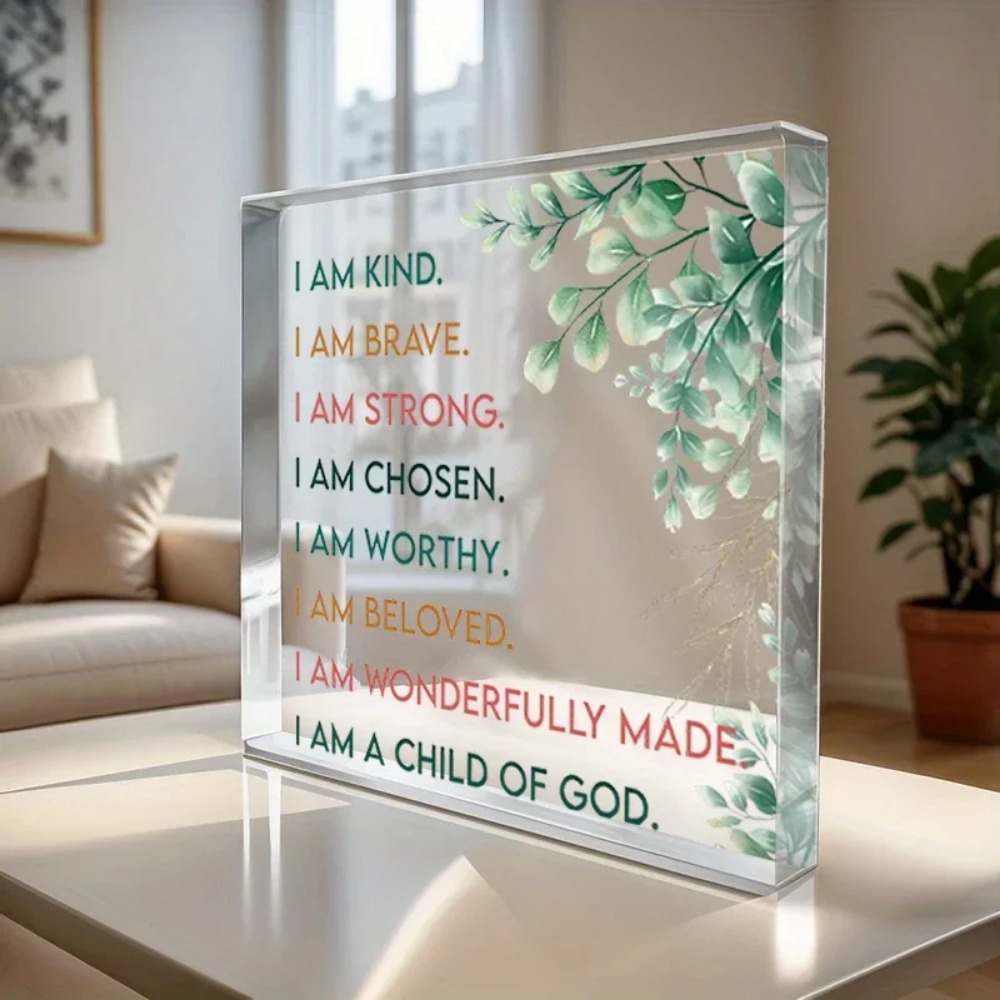 Home Office Room Inspiration - CIFBUY アクリルインスピレーションサイン I Am Brave モチベーションを高めるデスクトップ装飾