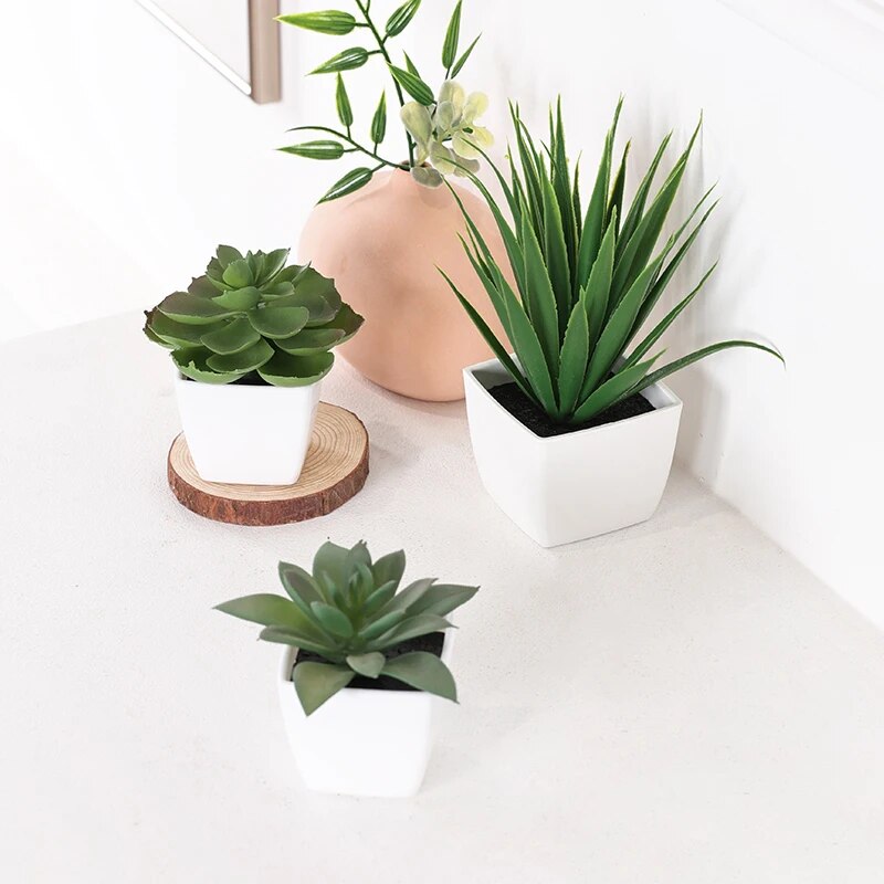 Home Office Layout - 人工緑の植物盆栽,家庭,レストラン,オフィス,デスク,窓の装飾に適しています,3個