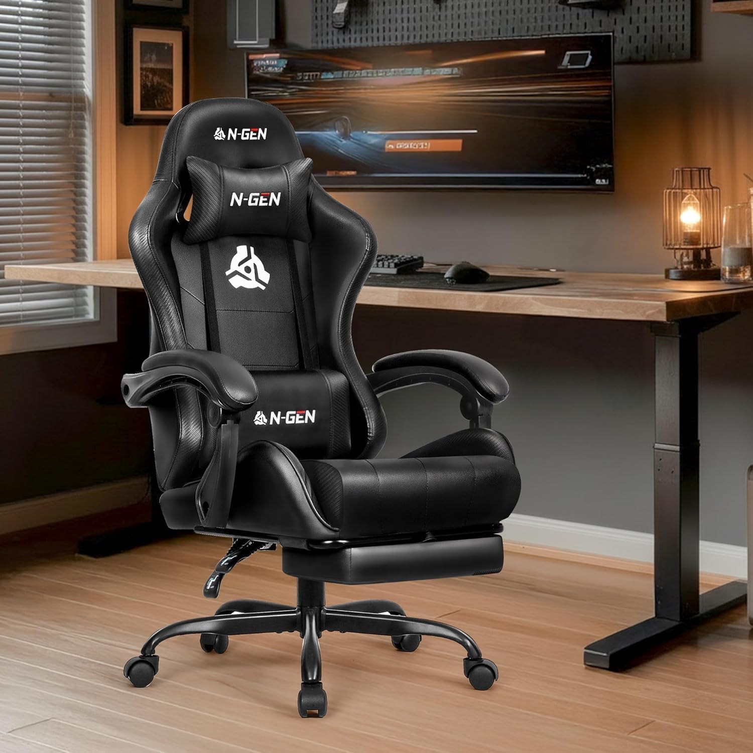 フットレスト付きゲーミングチェア、ランバーサポート、ホームオ - Ergonomic Office Chair のレビューと価格