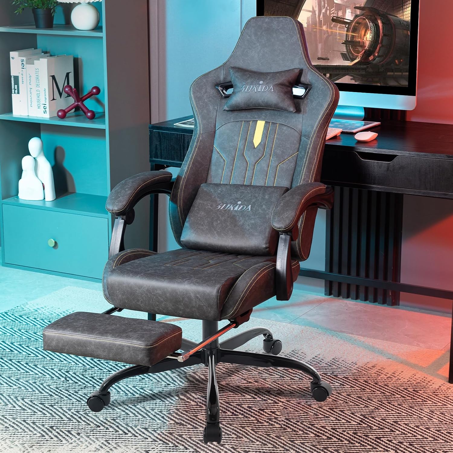 フットレスト付きゲーミングチェア、人間工学に基づいたコンピュ - Ergonomic Office Chair のレビューと価格