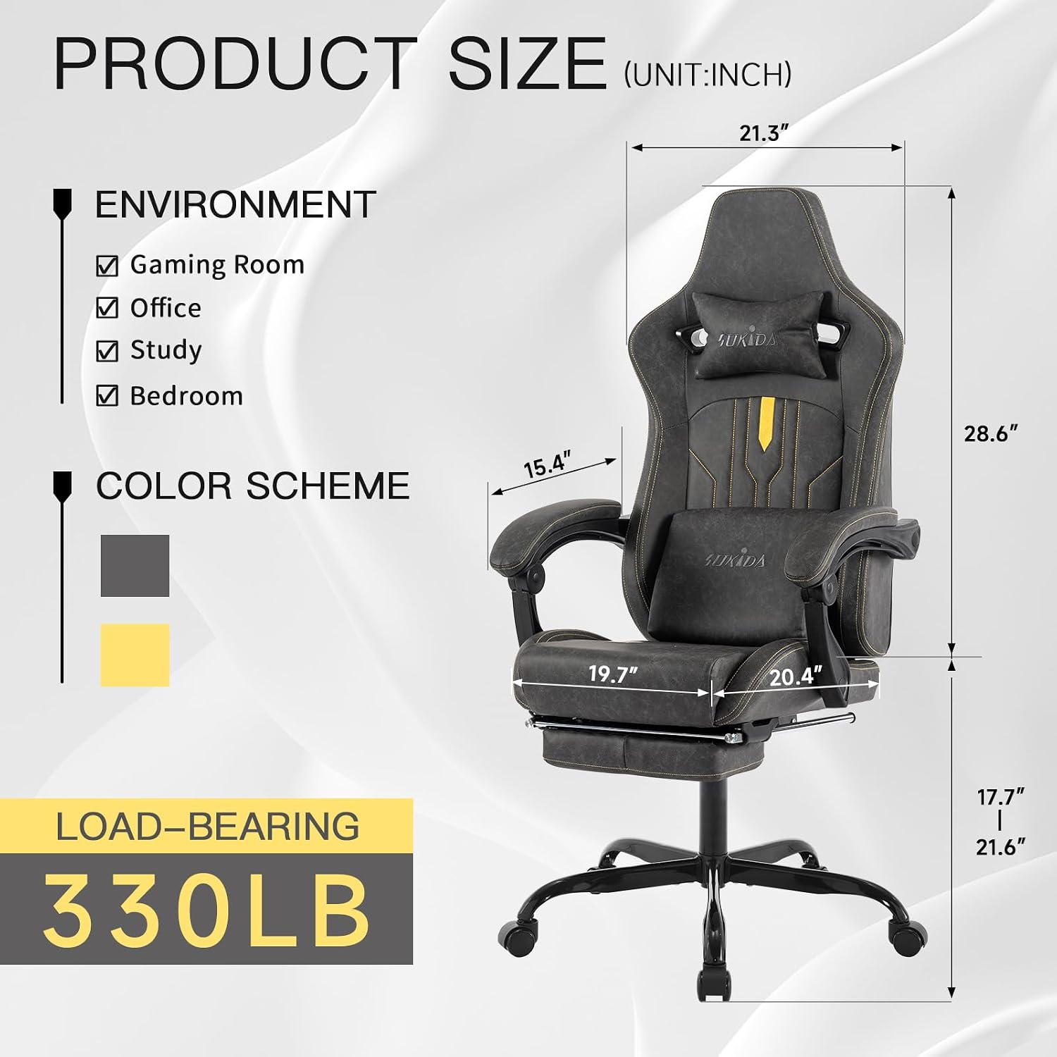 フットレスト付きゲーミングチェア、人間工学に基づいたコンピュ - Ergonomic Office Chair のレビューと価格