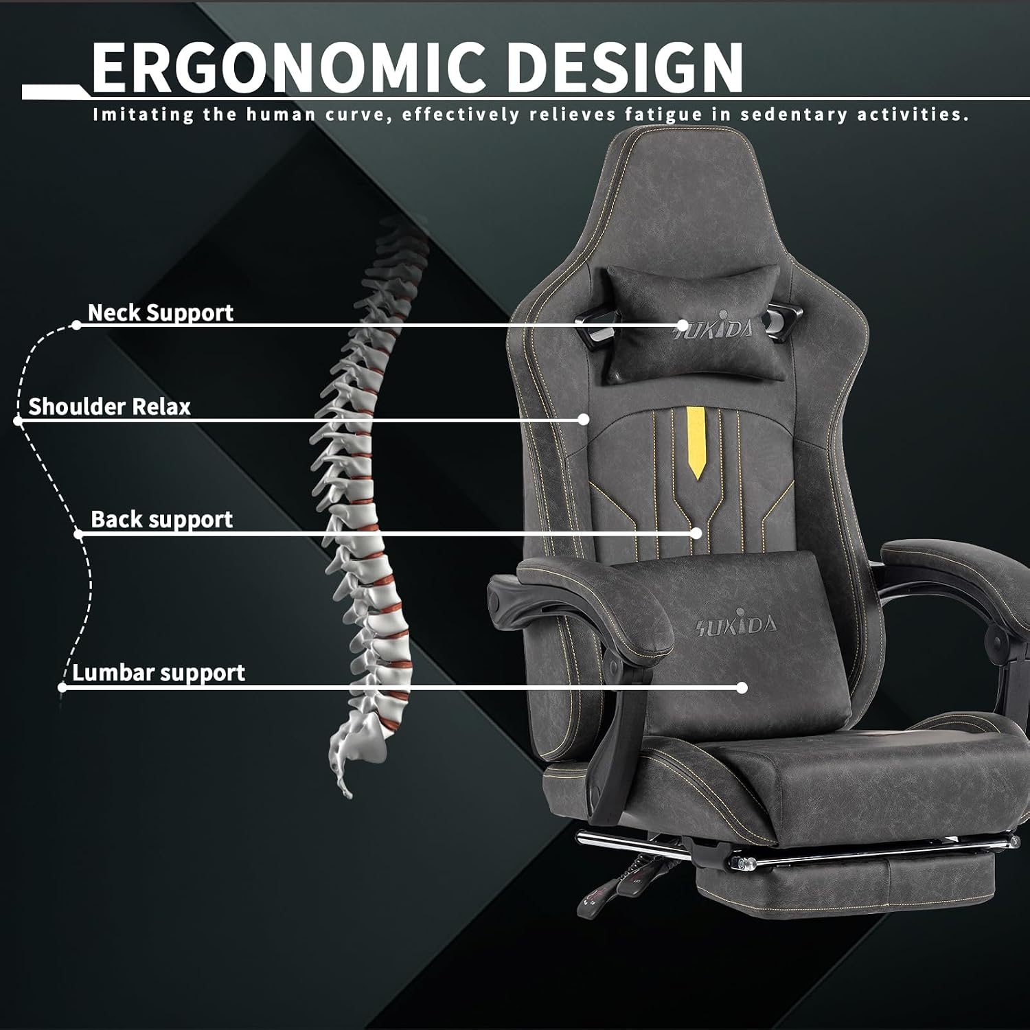 フットレスト付きゲーミングチェア、人間工学に基づいたコンピュ - Ergonomic Office Chair のレビューと価格