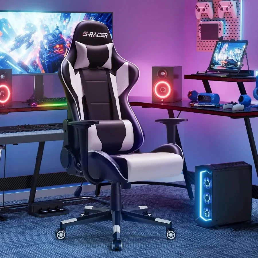 オフィス用ゲーミングチェア、PUレザー、ホワイト、高背もたれ - Ergonomic Office Chair のレビューと価格