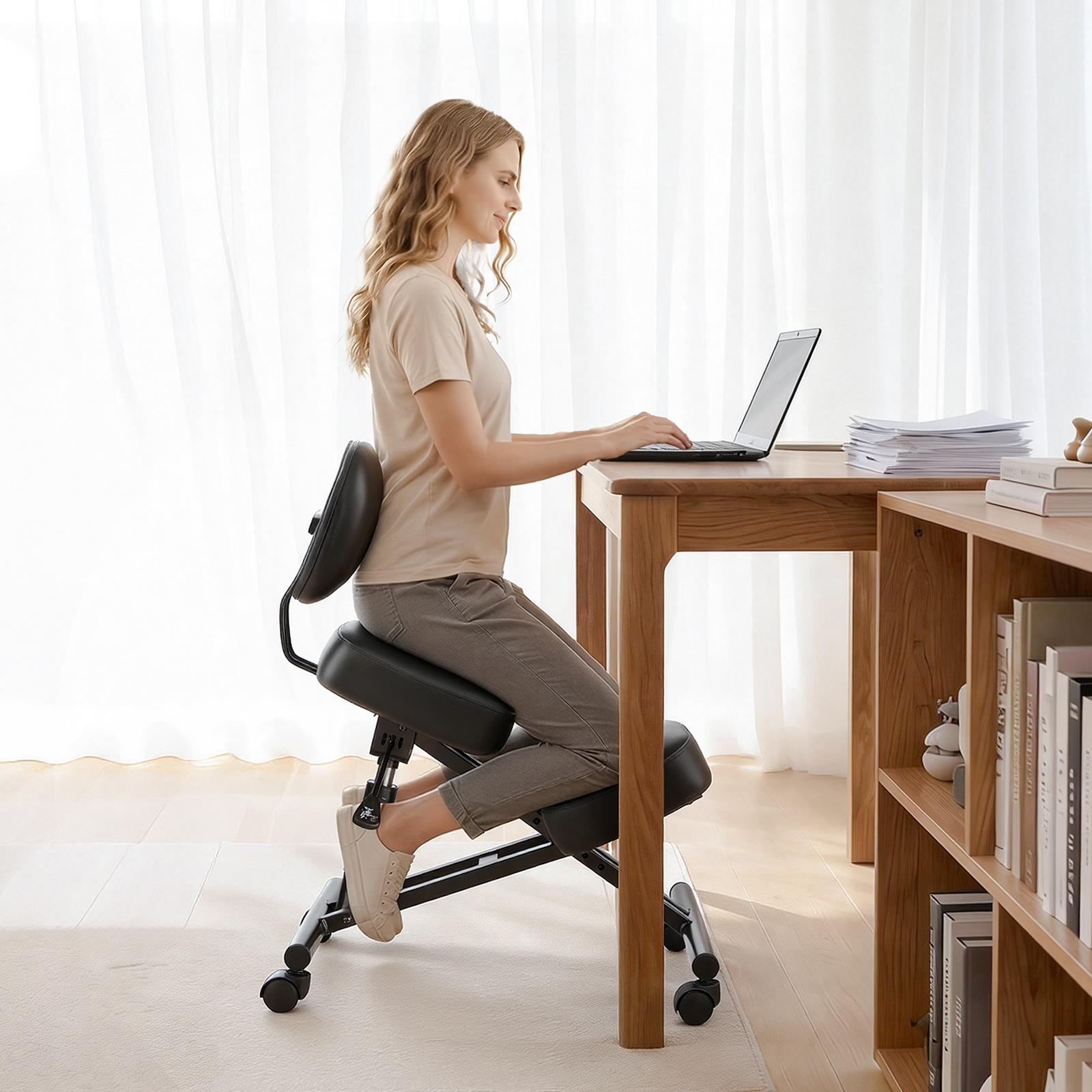 人間工学に基づいた設計の、背もたれ付きで車輪が付いた、高さ調 - Ergonomic Office Chair のレビューと価格