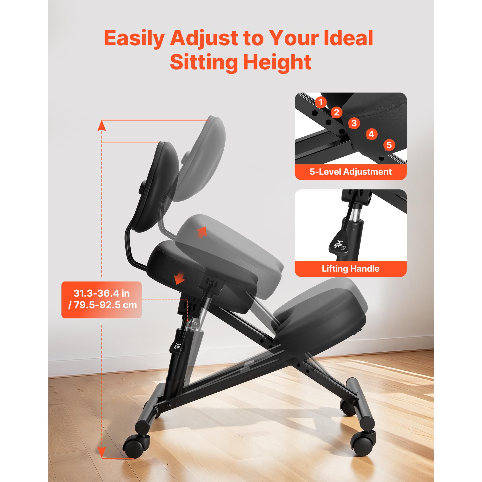 人間工学に基づいた設計の、背もたれ付きで車輪が付いた、高さ調 - Ergonomic Office Chair のレビューと価格