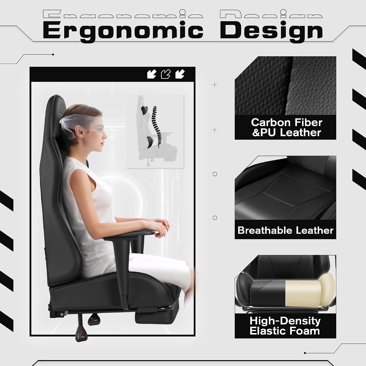 Homall 人間工学に基づいたゲーミングチェア、合成皮革製 - Ergonomic Office Chair のレビューと価格
