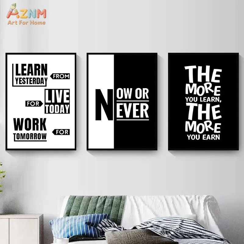 AZNM ブラック＆ホワイトのモチベーションを高める名言がプ - Home Office Room Inspiration のレビューと価格