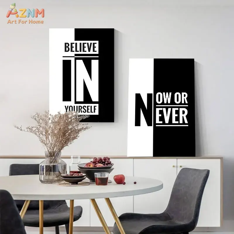 AZNM ブラック＆ホワイトのモチベーションを高める名言がプ - Home Office Room Inspiration のレビューと価格