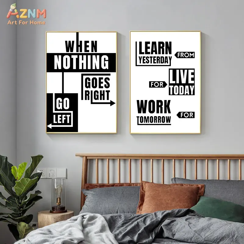 AZNM ブラック＆ホワイトのモチベーションを高める名言がプ - Home Office Room Inspiration のレビューと価格