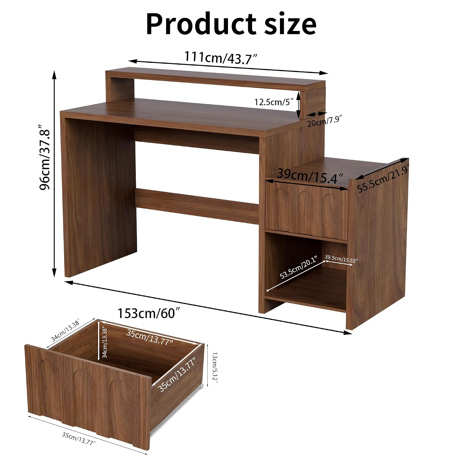 60インチのエグゼクティブデスク（引き出しとプリンターシェル - Home Office Work Table のレビューと価格