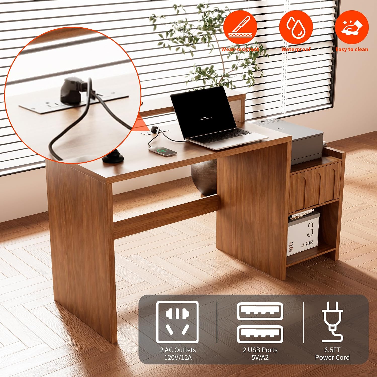 60インチのエグゼクティブデスク（引き出しとプリンターシェル - Home Office Work Table のレビューと価格