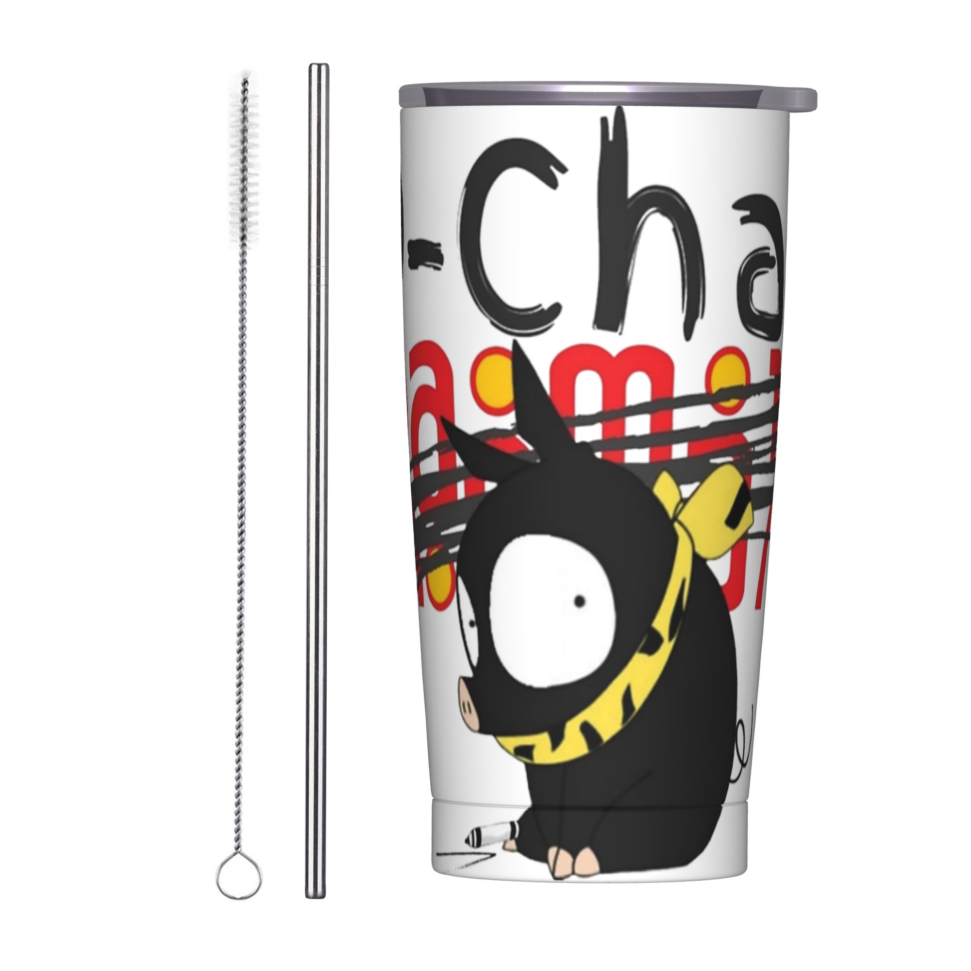 P-Chan Ranma ロゴ断熱タンブラー ストロー付き  - Home Office Logo のレビューと価格