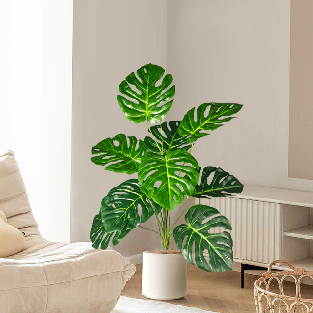 70-100 センチメートル人工モンステラツリー偽ヤシの植物 - Home Office Layout のレビューと価格